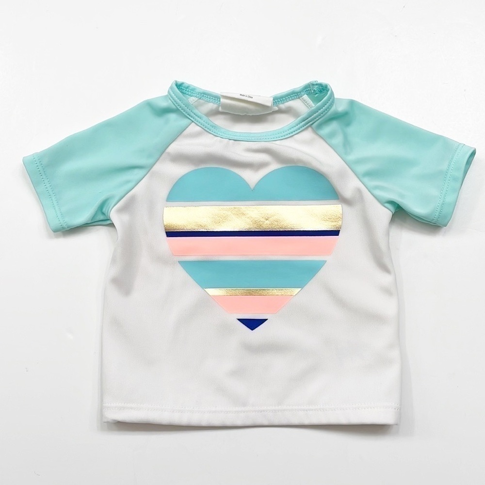 Crazy 8 heart print baby swim rashguard